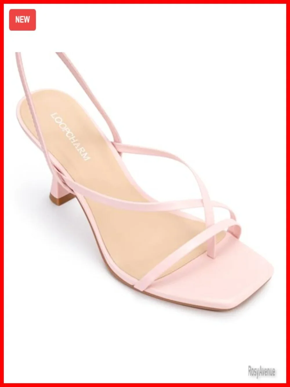 Faux Leather Square Open Toe Kitten Heel Sandals Ankle Strap Slingback Thong